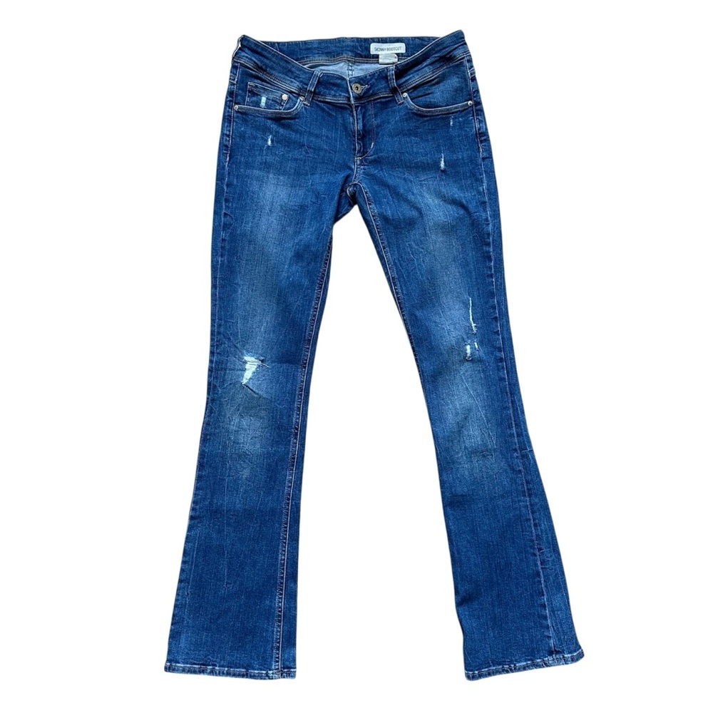 &Denim Skinny Bootcut Jeans Distressed Indigo Blue Wash - 31W x 32L